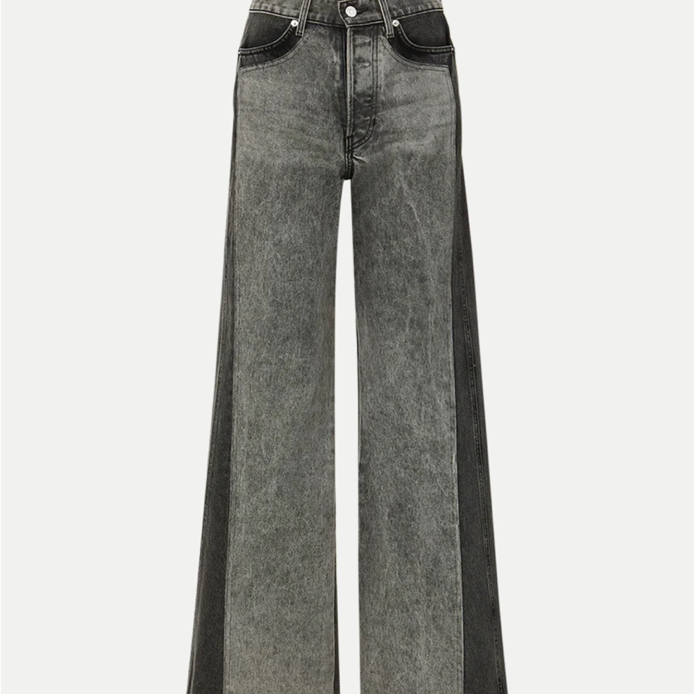 - Women's Black and Gray Two Tone Wide Leg Jeans